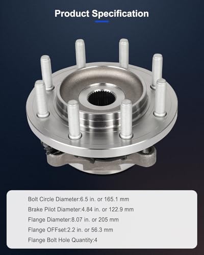 Image of ECCPP 2-Piece 515206 Wheel Hub Bearing for Ram 2500 2019-2023 | for Ram 3500 2019-2023 8 lugs w /ABS Sensor Pre-Greased Sealed