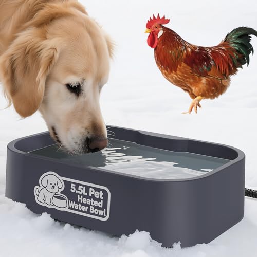 Cuenco de agua con calefacción de 5.5 litros rectangular para mascotas exterior 2