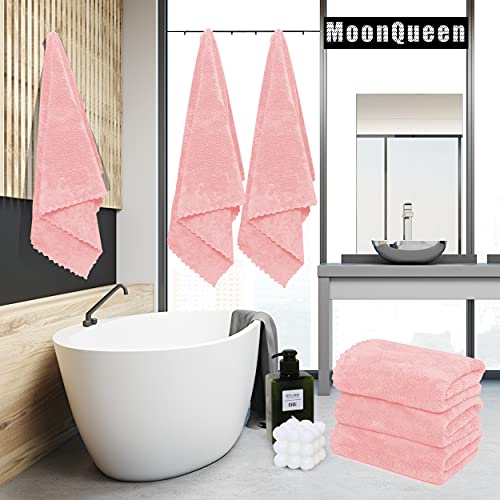 Moonqueen 2 Pack Premium Bath Towel Set - Quick Drying - Microfiber Coral Velvet Highly Absorbent Towels - Multipurpose Use As Bath Fitness, Bathroom, Shower, Sports, Yoga Towel (Pink) #TOP1