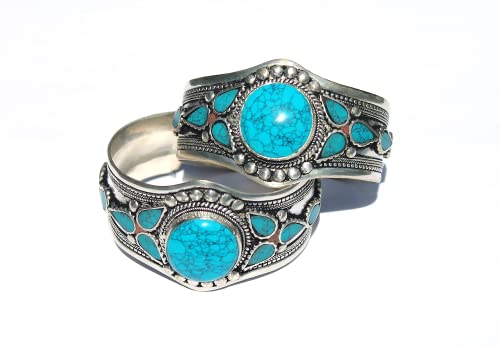 Multi-Stone Blue Stabilized-Turquoise Adjustable Cuff Bracelet | Unique Boho Jewelry for Men & Women2
