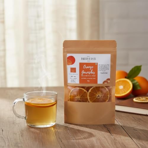 Image of Bablouie Dried Orange Slices for Cocktail Garnish Dehydrated Orange Wheels for Mocktail, Detox Water, Green Tea & Decoration, Natural Air-Dried Fruit (Pack of 2-50gm)