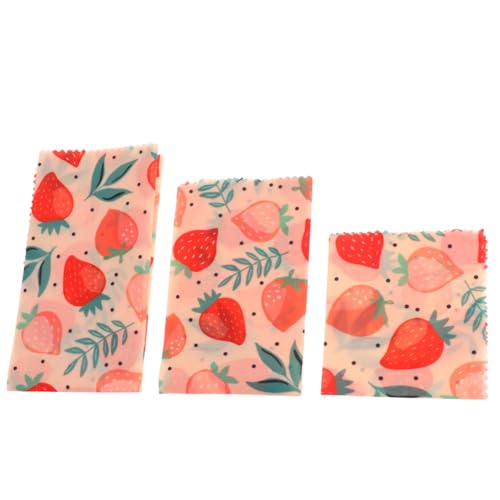 Veemoon 3 STÜCKE Teiliges Wiederverwendbare Bienenwachs Lebensmittelverpackungen aus Bio Baumwolle Umweltfreundliche Frischhaltefolie für Obst Käse und Snacks Biologisch Abbaubare Food