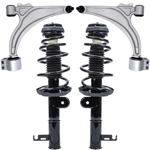 Image of Detroit Axle - 4pc Front Struts Control Arms for Buick 2012 2013 2014 2015 2016 2017 Verano, Struts with Coil Spring & Spring Seat Lower Control Arms w /Ball joint Replacement Suspension Struts Shocks