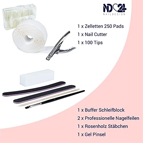 â Gelnägel Starter Set Basic mit LED Haftgel, Aufbaugel, Frenchgel, Versiegelungsgel, LED-Lampe & Zubehör â 16-teiliges Komplettset für Anfänger geeignet â LED Gele Made in Germany – Bild 4