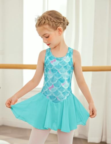 Image of Arshiner Girls Hollow Back Ballet Leotard with Skirt Sleeveless Dance Dress