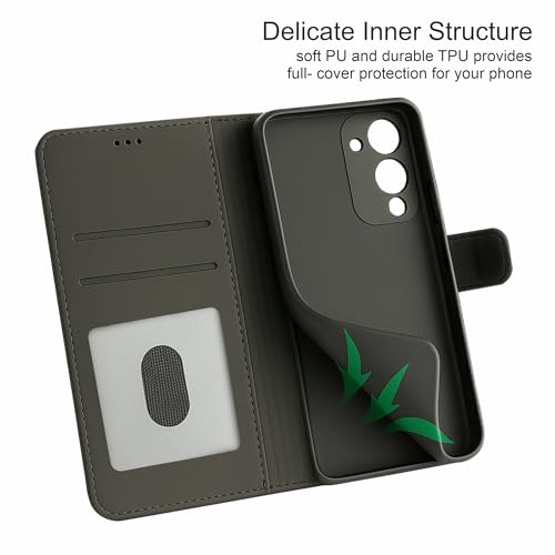 Image of AIBEX Shock Proof Flip Compatible for Motorola G45 5G / Motorola G34 5G Flip Cover Leather Finish | Inside TPU with Card Pockets | Wallet Stand | Complete Protection Flip Case - Black