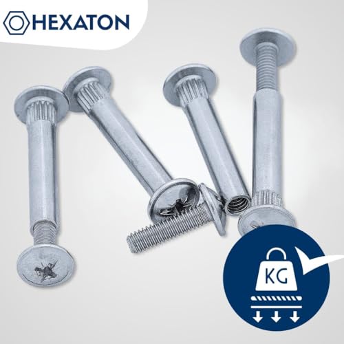 HEXATON Verbindungs­schrauben M4 x 26–35 mm – 100 Stück - Möbel­verbindungs­schrauben aus vernickeltem Stahl