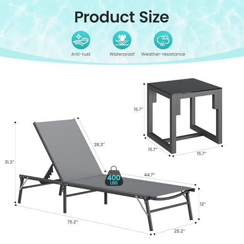 Image of Amopatio Outdoor Lounge Chairs Poolside Chaise Lounge for Patio Set of 2