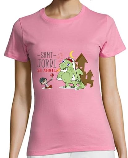 latostadora Camiseta Manga Corta Sant Jordi para Mujer - Rosa XXL - Ref. 749684-P | Ya disponible en tu tienda friki favorita! En mundofriki.es!