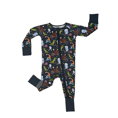 THE PLUSH CLUB Baby Romper Long Sleeves for 3-24 Month Boys & Girls | 95% Bamboo Viscose Hypoallergenic & Breathable Baby Rompers Two-Way Zipper Onesie | Easy Diaper Changes, Roll-Up Mittens & Footies