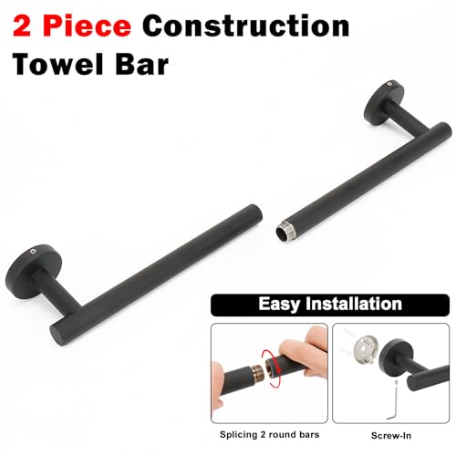 NearMoon Bath Towel Bar, Thicken Stainless Steel Shower Towel Rack Holder Wall Mounted for Bathroom,18-lnch Overall Length-16-lnch Usable Hanging Space (1 Pack, Matte Black) by NearMoon - Image 4