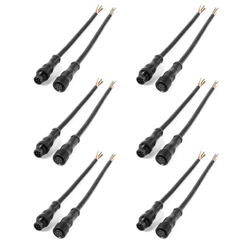 Sxmrmnx 12 cables conectores impermeables de 8 pines M/F, color negro