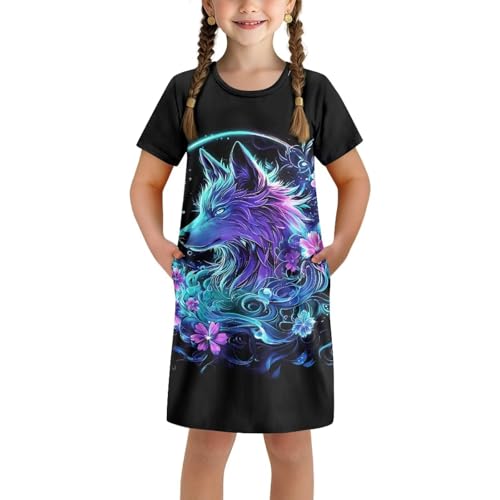 Summer Short Sleeve Nightgowns with Side Pockets Causal Knee Length Loungewear