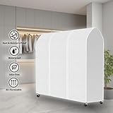 DecacnX Clothes Rail Cover 4FT Dustproof Breathable Garment Rail Cover Double Protective Zip for Easy Access, Premium Fabric 120cm Wide for Wardrobe Clothing Rail, White - Image 3