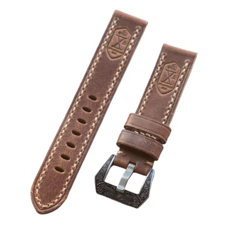 Bracelet montre cuir italien marron foncé 20mm incurvé London Craftwork