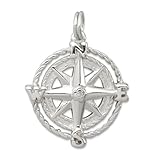 JewelryWeb 925 Sterling Silver Satin Polished Compass Charm 20mm Pendant Necklace for Women