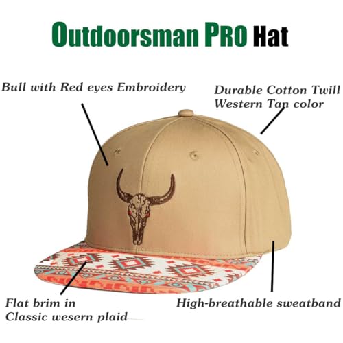 Image of EDTREK Performance Outdoorsman Snapback Truck Hat with Flat Brim - Unique Animal Embroidery