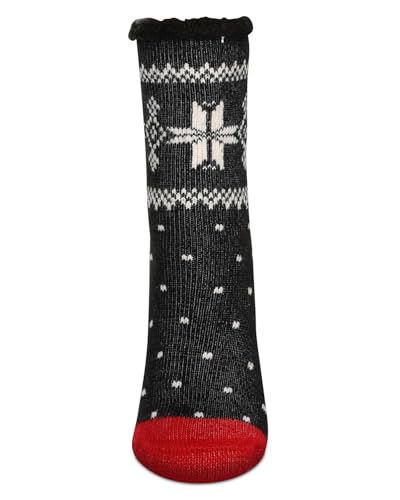 MeMoi Women's Bordered Snowflake Cozy Warm Thermal Crew Socks2