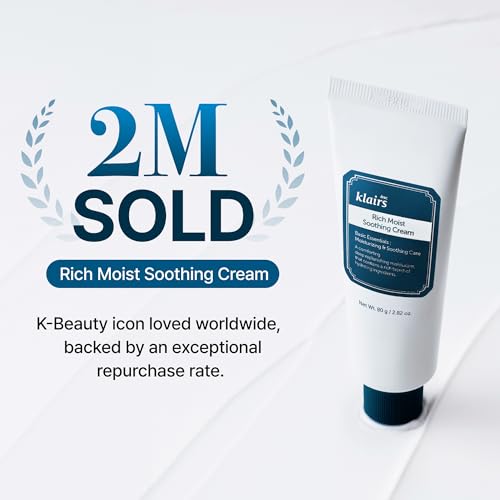 Image of DearKlairs Rich Moist Soothing Cream | Korean Face Moisturizer for Dry&Sensitive Skin with Ceramide, Centella Asiatica & Beta-Glucan, Skin Barrier Repair, 24-Hour Hydration, 2.82 Fl Oz