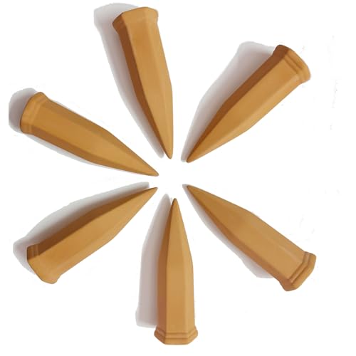 HWSHOW 自動水やり器 (6本セット) 陶土製 自動給水 6-15号鉢用 持続保湿式 ペットボトル対応 簡単挿すだけ 鉢植え/プランター/植物用 留守中も安心 室内・ベランダ対応 節水設計 ガーデニング用品