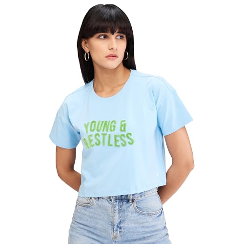 Image of Spykar Women's Letter Print Boxy Tshirt