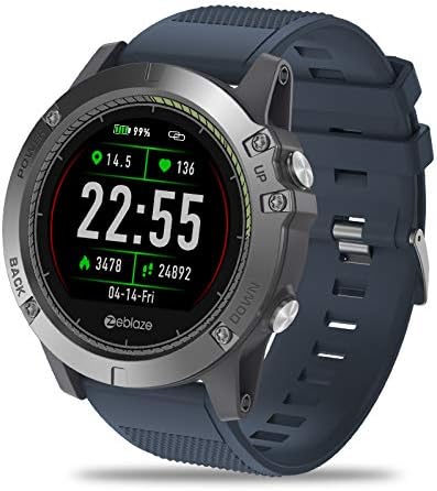 Zeblaze Super Lightweight Vibe 3 HR Smart Watch, Rugged Inside Out HR Monitor 3D UI All-Day Activity Record 1.22' IPS IP67 Waterproof Smart Watch for Activity Tracker Blue
