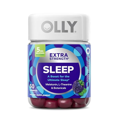 OLLY Extra Strength Sleep Gummy, 5 mg Melatonin, L-Theanine, Chamomile, Lemon Balm, Sleep Aid, BlackBerry - 50 Count