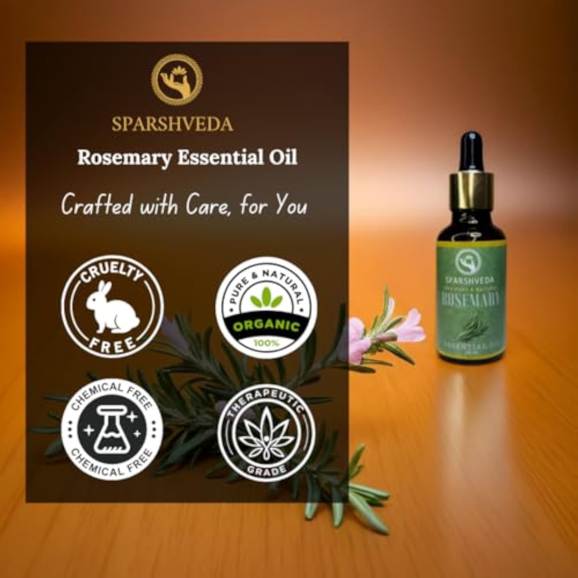 Sparshveda Rosemary Essential Oil - Natural Hair Growth Support