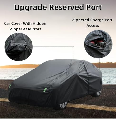 Image of Tesla Model 3 Car Cover 2017-2026 - 210T Heavy-Duty Polyester with Fleece Lining, 4-in-1 Waterproof /Windproof /Snowproof /UV Protection | Scratch-Free Interior | All-Season Indoor & Outdoor Use