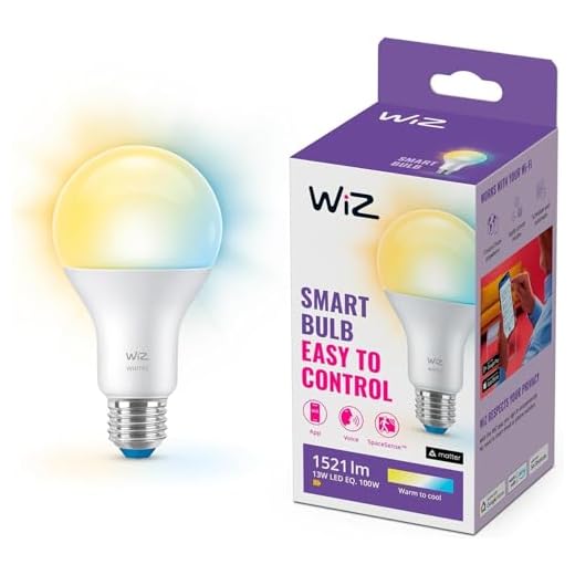 WiZ ampoule LED Connectée Wi-Fi E27, Nuances de Blanc, équivalent 100W, 1521 lumen, fonctionne avec Alexa, Google Assistant et Apple HomeKit