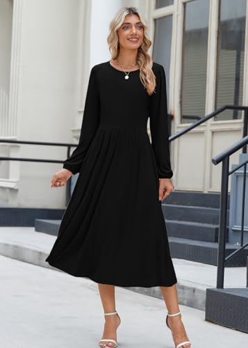 Zeagoo Long Sleeve Dresses for Women 2025 Fall Winter Casual Flowy A-Line Boho Midi Party Long Dress with Pockets2
