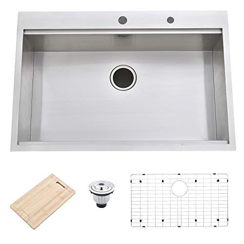 Friho 33"x 22" Inch 18 Gauge Topmount Drop-in Single Bowl Basin Handmade SUS304