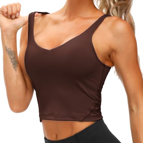 Image of THE GYM PEOPLE Womens' Sports Bra Longline Wirefree Padded with Medium Support