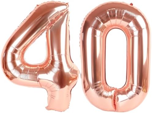 Rose Gold Number 40 Balloon 40 inch, 40 Number Balloons, 40th Bir...