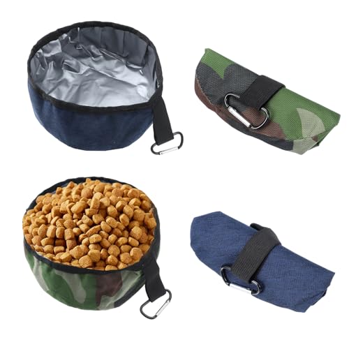 2 Pack Oxford Cloth Portable Dog Bowls Dog Travel Bowl Foldable Travel Dogs Dish TravelDog-Water...