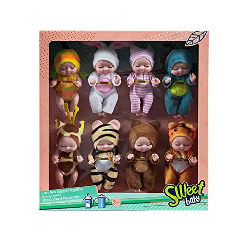 Baby Doll, Set di 8 Mini Bambole Reborn realistiche Emulate Accessori per vestiti per bambole, Bambola rinata addormentata, Baby Doll Toy For Kid Boy Girl