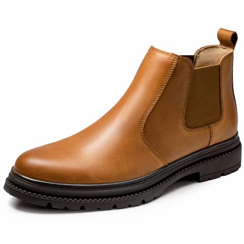 Image of OKKO Mens Chelsea Boots Genuine Leather Dress Boots for Men Classic Stylish Casual Slip On Ankle Boot for Men