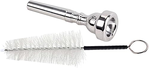 Ogdni Trumpet Mouthpiece 7C Silver Metal Bb Trumpeta Mouthpiece with brush for Yamaha or Bach Trumpet (silver-7C)
