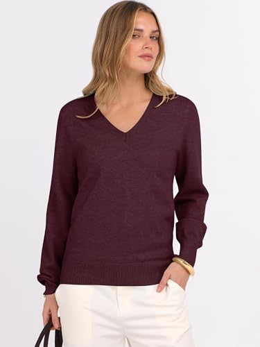 Image of ANRABESS Women's Long Sleeve V Neck Basic Sweaters | Classic Pullover Tops,Soft Loose,Business Casual Work,Travel Vacation,All Day Wear,Fall Spring Outfits,Winter Layer Clothing