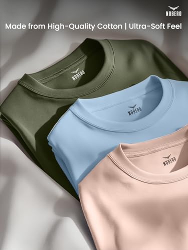 Image of Nobero 100% Cotton Tshirts for Men Combo Pack of 3 | Regular Fit Round Neck Half Sleeve