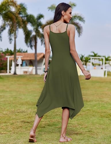 Image of Zeagoo Women Summer Midi Dresses 2026 Hawaiian Bohemian Beach Cover Up Sundress Spaghetti Strap Casual Dress with Pockets