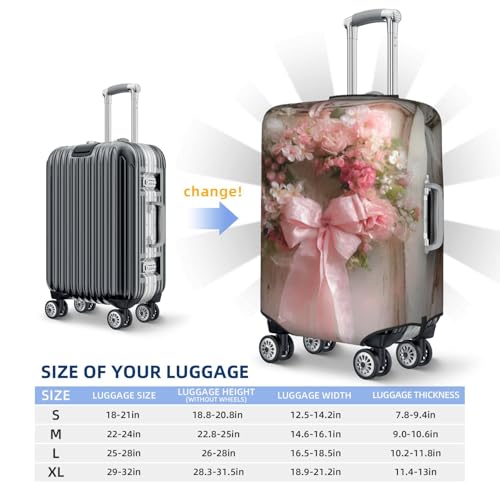 Pink Bow And Flower Wreath Elastic Travel Luggage Covers Dustproof Scratch-Resistant Suitcase Protector Fit 22-24 Inch3