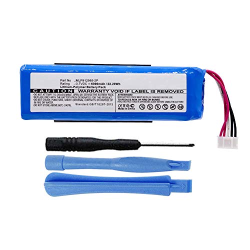 MPF Products 6000mAh MLP912995-2P Battery Replacement Compatible with JBL Charge 2+, Charge 2 Plus Portable Bluetooth Speaker with Installation Tools