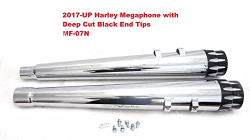 2017-up MUTAZU 4" DEEP CUT MEGAPHONE SLIP-ON MUFFLERS FOR HARLEY TOURING EXHAUST