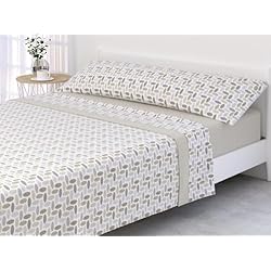 Sabana Polar ANABEL CASA Textil-HOGAR: Juego Sábanas 3 Piezas Invierno, Sabanas Polar Térmica Pirineo Extra Suave. Incluye Bajera Ajustable, Encimera y Funda Almohada. (Completo_150 X 190_200CM, Beige_Magic)