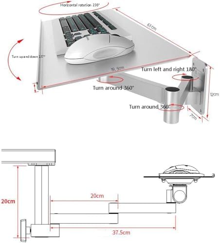 Laptop Wall Mount - Adjustable 360° Rotating Holder, Foldable Aluminum Arm for Space-Saving Home Office & Gaming Workstations