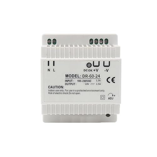 Honmidatek Transformador de Salida de Carril DIN de 24 V/2,5 A para videoportero de 2 Cables. Entrada de alimentación de 100-240 V AC, 50/60 Hz para videoportero Inteligente
