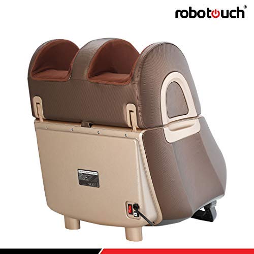 Image of Robotouch Ortholite foot Calf, thigh & knee roller foot massager machine with far infrared heating reduces muscle tension, fatigue, and pain relief, One year Warranty. (Brown)