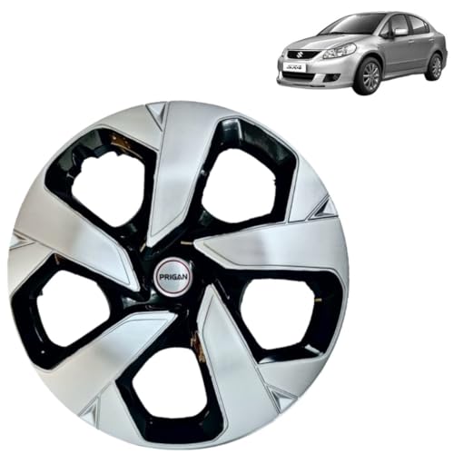 Image of Prigan Sx4 Black Silver Wheel Cover 15 inch for Maruti SX4 (Set of 4 Pcs) (Press Fitting) Model- Punch Reverse 15