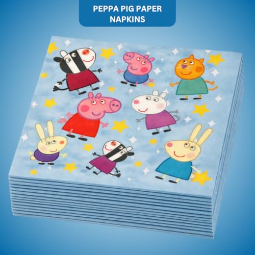 Image of Wanna Party Cute Pig Inspired Cartoon Theme Paper Napkins (20 Pcs) | Pink Pig Theme Birthday Parties Napkins for Kids | Cartoon Theme Party Tableware for Birthday Decoration & Celebration Supplies